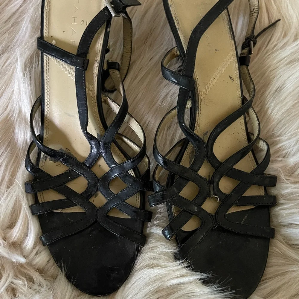 Tahari Black Strappy Heeled Sandals